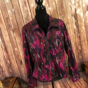 Ruby Rd. Red Pink black snake style jacket sz 14!!